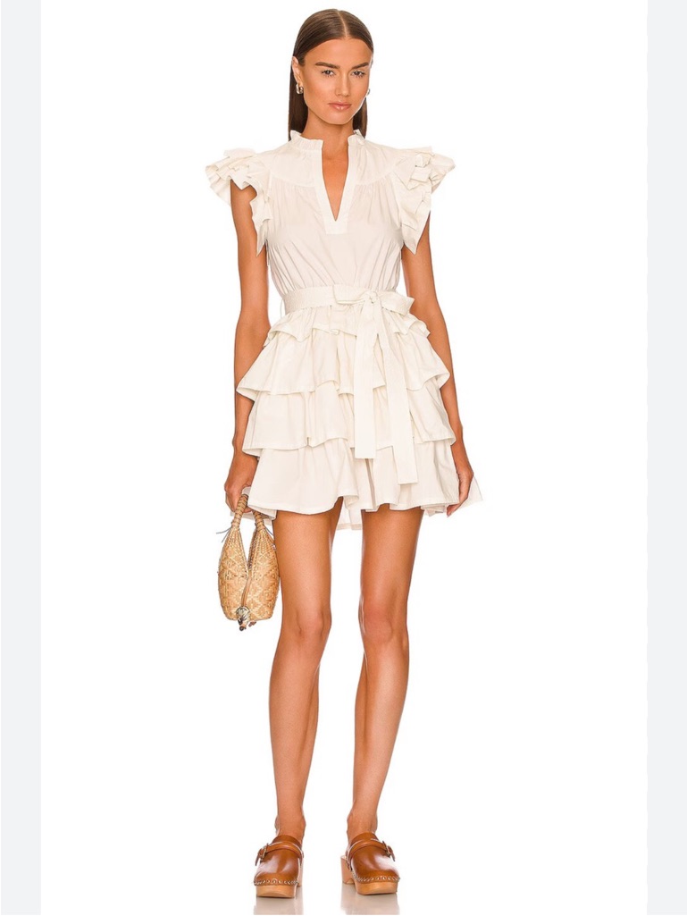 New Ulla Johnson Lulua Ruffle Mini Dress Bone